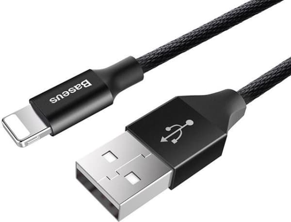 Baseus Yiven kangas punottu USB / Lightning kaapeli 1.8M musta (CALYW-A01)