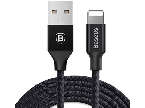 Baseus Yiven kangas punottu USB / Lightning kaapeli 1.8M musta (CALYW-A01)