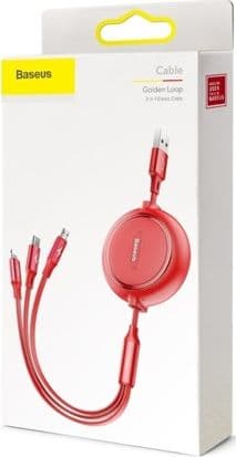 Kabel USB Baseus USB-A - USB-C + microUSB + Lightning 1.2 m Czarny (46956)