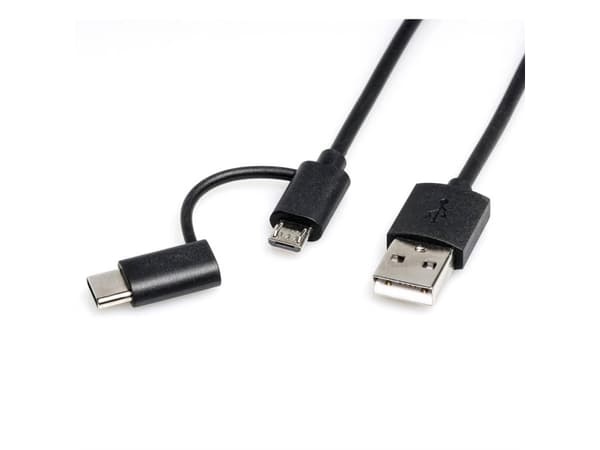 ROLINE 11.02.8328, 1 m, USB A, USB 2.0, 480 Mbit/s, Svart