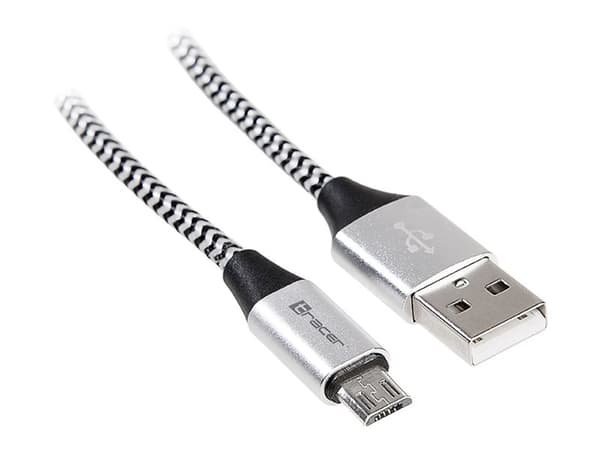 Tracer - USB-kabel - USB (hann) til Micro-USB Type B (hann) - USB 2.0 - 1 m - svart, sølv
