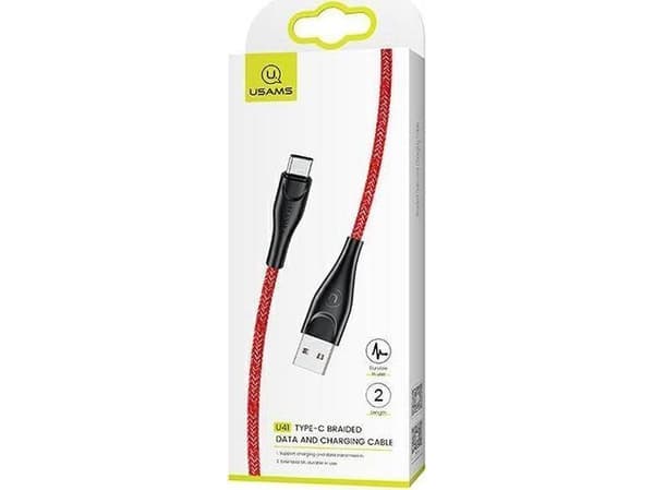 Usams USB-A - USB-C 2 m USB-kabel Röd (6958444983554)