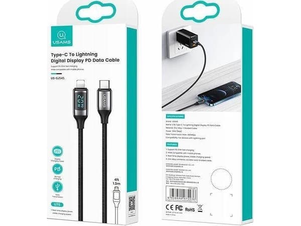 Kabel USB Usams USB-C - Lightning 1.2 m Biały (6958444975443)