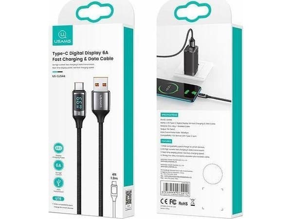 Usams USB-A - USB-C 1,2 m USB-kabel Vit (6958444975429)