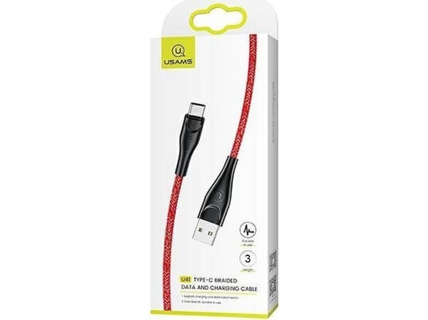 Usams USB-A - USB-C 3 m USB-kabel Röd (6958444983615)