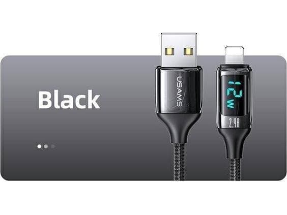 Kabel USB Usams USB-A - Lightning 1.2 m Czarny (6958444975399)