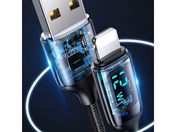 Kabel USB Usams USB-A - Lightning 1.2 m Czarny (6958444975399)