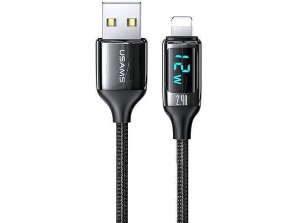 Kabel USB Usams USB-A - Lightning 1.2 m Czarny (6958444975399)