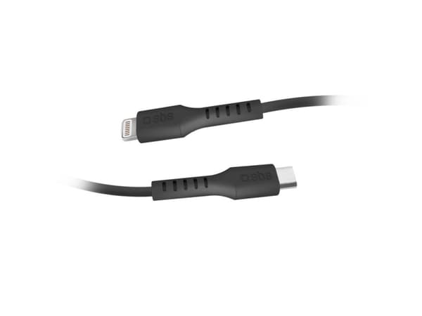 SBS TECABLELIGTC1K, 1 m, Lightning, USB C, Hankjønn, Hankjønn, Sort