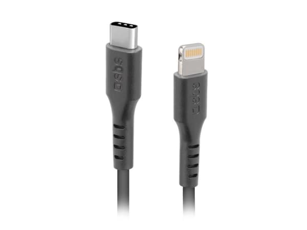 SBS TECABLELIGTC1K, 1 m, Lightning, USB C, Hankjønn, Hankjønn, Sort