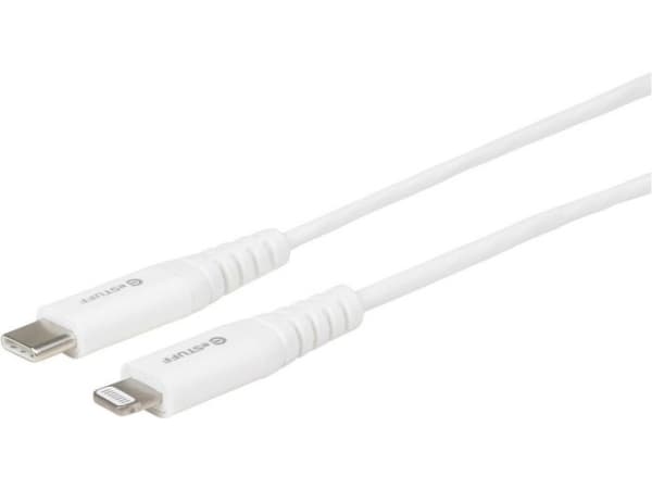 eSTUFF - Lightning-kabel - 24 pin USB-C hann til Lightning hann - 3 m - dobbeltisolert - hvit