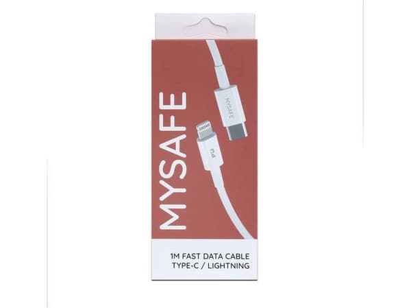 Kabel USB Mysafe USB-C - Lightning 1 m Biały (5904208500810)