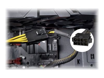 Akasa - Strømadapter - 8-pins EPS12V (hunn) til 8-pins PCIe-strøm (6+2) (hann) - 20 cm