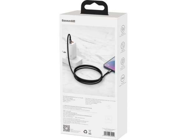 Baseus 6953156232068, 2 m, USB C, USB C, USB 2.0, 480 Mbit/s, Svart