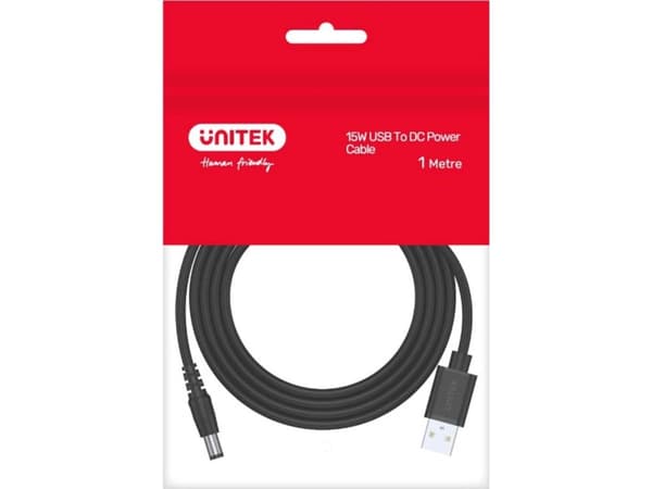 Unitek-USB-virtakaapeli - DC 3,5/1,35 mm liitin
