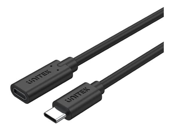 Unitek - USB-förlängningskabel - 24 pin USB-C (hane) till 24 pin USB-C (hona) - USB 3.2 Gen 2 / Thunderbolt 3 - 20 V - 5 A - 1 m - 4K60Hz stöd, USB-s