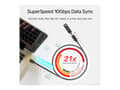 Miniatyrbilde 5 av 5: Unitek C14086BK - USB-forlengelseskabel - 24 pin USB-C (hunn) til 24 pin USB-C (hann) - USB 3.2 Gen 2 - 20 V - 5 A - 1.5 m - USB Power Delivery (100