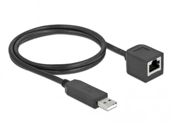 Delock - Seriell adapter - USB (hane) till RJ-45 (hona) - 1 m - USB / USB 2.0 / EIA-232 - svart