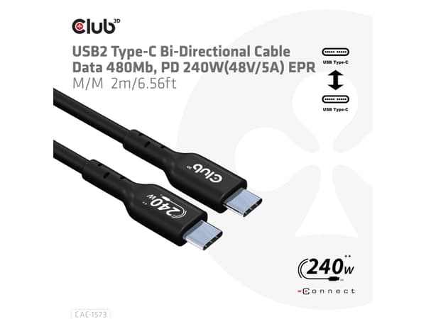 CLUB3D CAC-1573 USB-kablar 2 m USB4 Gen 2x2 USB C Röd