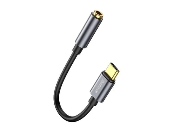 Baseus L54, Sort, Grå, USB C, 3.5mm, Hankjønn, Hunkjønn, Rett