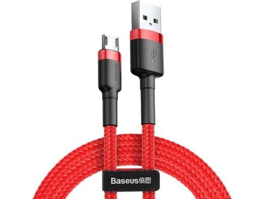 Baseus 6953156280328, Sort, Rød, USB A, Micro-USB B, 1 m, Hanstik, Hanstik