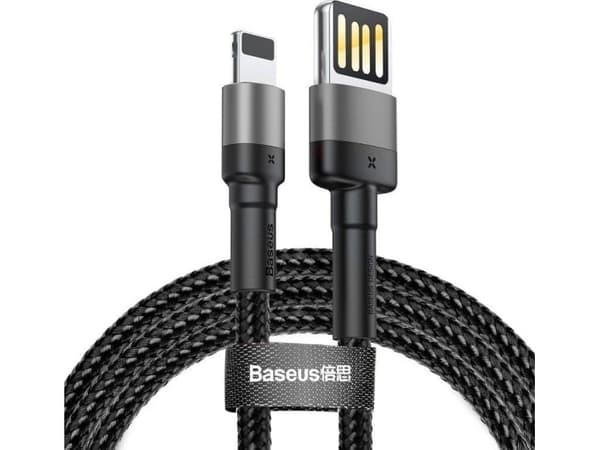Baseus 6953156283343, 1 m, USB C, USB C/Lightning, Hankjønn, Hankjønn, Sort, Grå
