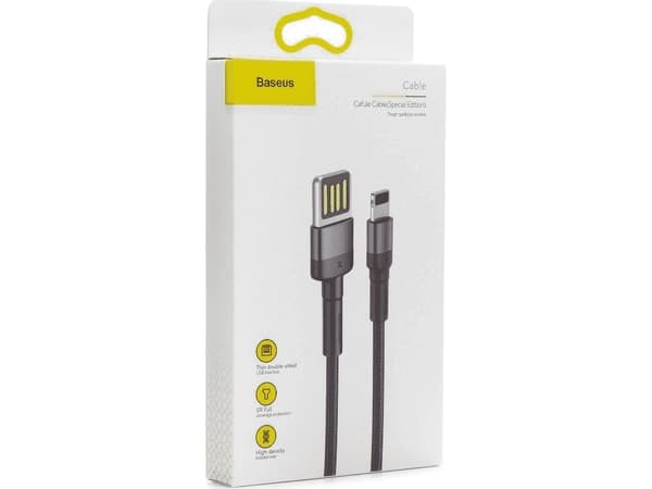 Baseus 6953156283343, 1 m, USB C, USB C/Lightning, Hankjønn, Hankjønn, Sort, Grå