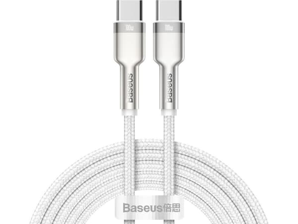 Baseus 6953156202375, 2 m, USB C, USB C, USB 2.0, 0,48 Gbit/s, Silver, Vit