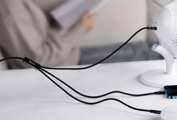 Baseus Rapid 3-in-1, 1,5 m, USB A, USB C/Micro USB A/Lightning, 0,48 Gbit/s, Svart
