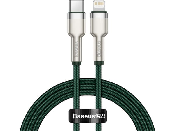 Baseus Cafule, 1 m, Lightning, USB C, Uros, Uros, Vihreä