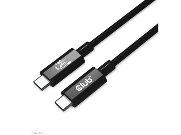 Club 3D - USB-kabel - 24 pin USB-C (hane) till 24 pin USB-C (hane) - USB4 Gen3x2 - 48 V - 5 A - 1 m - 8K60Hz stöd, dubbelriktad, stöd för strömlevera