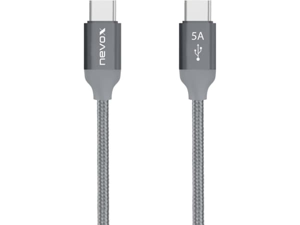 USB cable Nevox nevox USB-C zu USB-C Cable 20V/5A (100W) Emark IC (1m) silbergrau