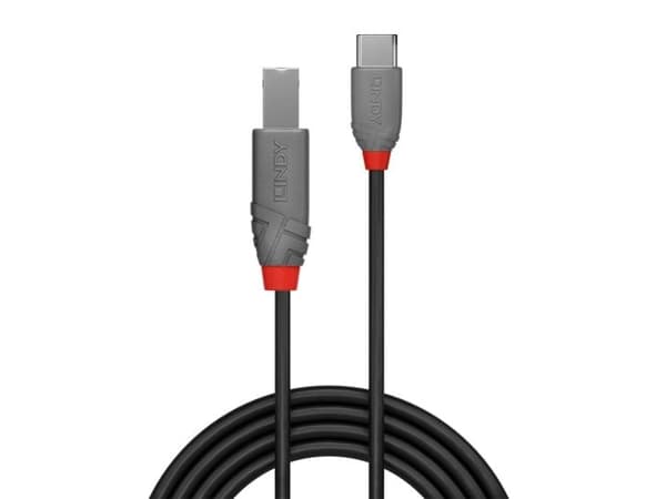 Lindy 36940, 0,5 m, USB C, USB B, USB 2.0, 0,48 Gbit/s, Sort