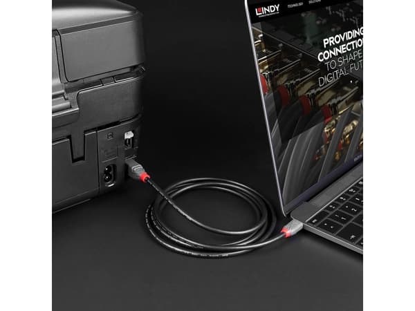 Lindy 36942, 2 m, USB C, USB B, USB 2.0, 0,48 Gbit/s, Svart