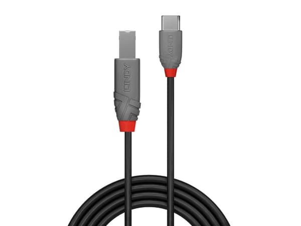 Lindy 36942, 2 m, USB C, USB B, USB 2.0, 0,48 Gbit/s, Svart