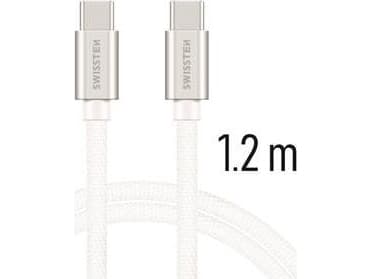 Swissten Universal-kaapeli USB-kaapeli Swissten Textile USB-C 3.0 1,2 m hopea
