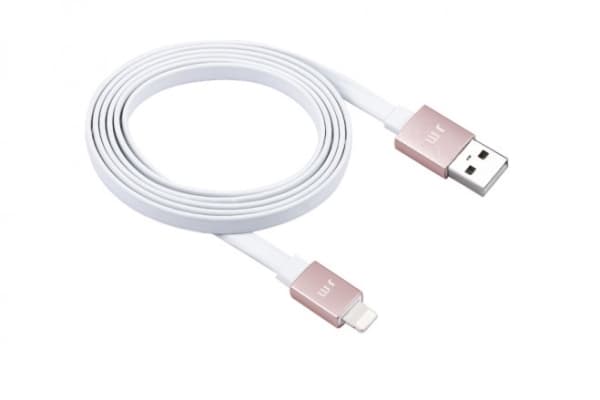 JustMobile DC-268RG, 1,2 m, Lightning, USB A, Vaaleanpunainen, Valkoinen, Suora, Suora