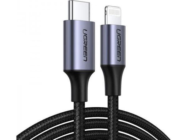 Ugreen 60759, Sort, Sølv, USB C, Lightning, 1 m, Hanstik, Hanstik