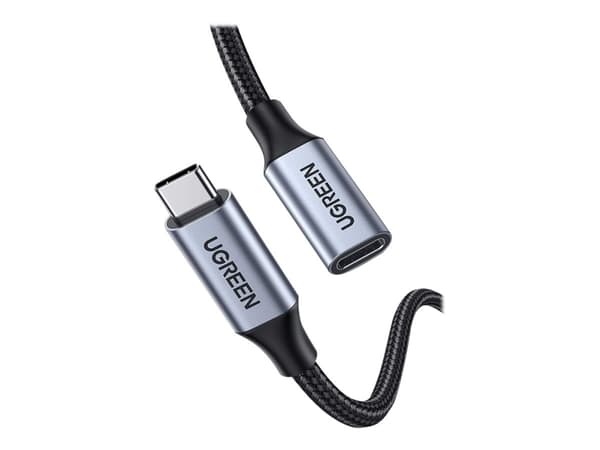 Ugreen - USB-forlengelseskabel - 24 pin USB-C (hann) til 24 pin USB-C (hunn) - USB 3.1 Gen 2 / Thunderbolt 3 - 20 V - 5 A - 1 m - 4K-støtte, USB Powe