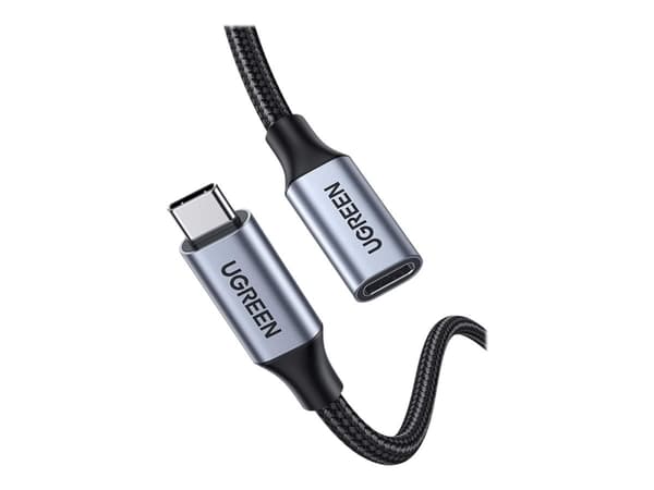 Ugreen - USB-forlengelseskabel - 24 pin USB-C (hann) til 24 pin USB-C (hunn) - USB 3.1 Gen 2 / Thunderbolt 3 - 20 V - 5 A - 1 m - 4K-støtte, USB Powe