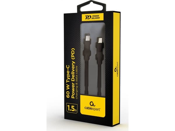 Cablexpert - USB-kabel - 24 pin USB-C (hane) till 24 pin USB-C (hane) - USB 2.0 - 1.5 m - USB Power Delivery (60W)