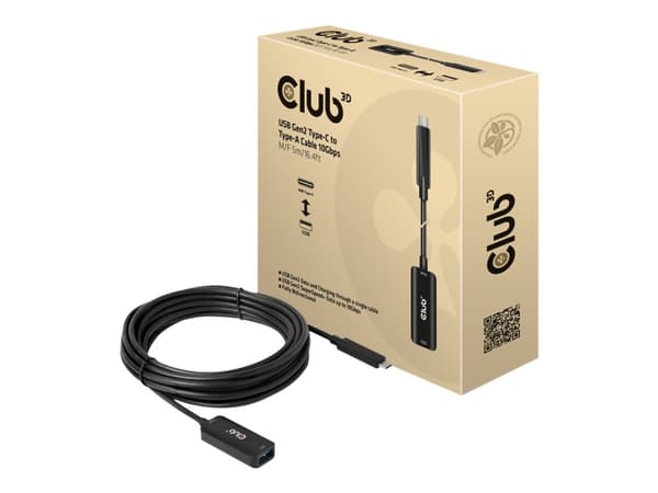 Club 3D - USB-jatkojohto - USB-C (uros) - USB Type A (naaras) - USB 3.1 Gen 2 - 900 mA - 5 m - USB-virta, kaksisuuntainen