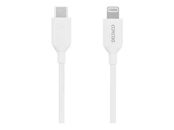 DELTACO - Lightning-kabel - 24 pin USB-C hann til Lightning hann - 1 m - hvit