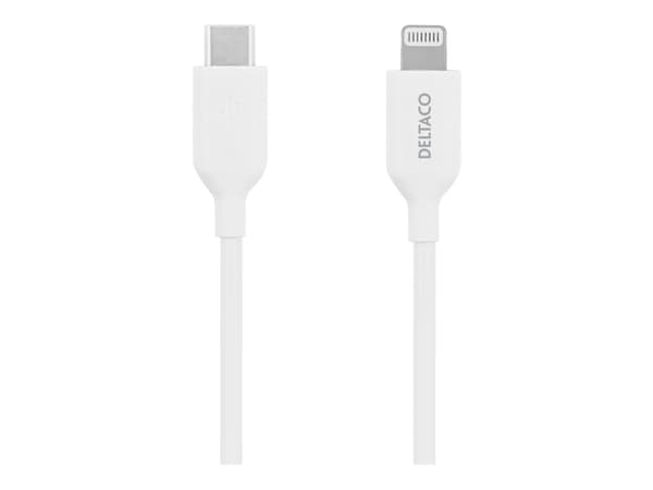 DELTACO - Lightning-kabel - 24 pin USB-C hann til Lightning hann - 1 m - hvit