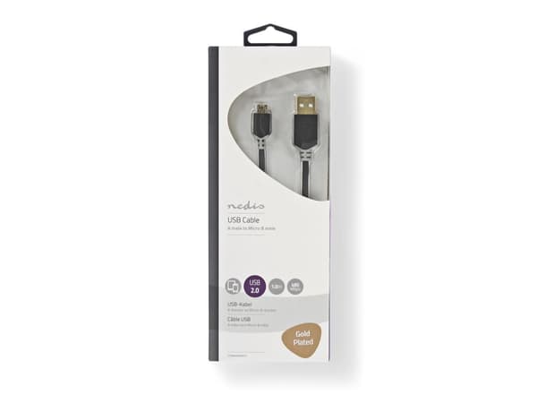 Nedis - USB-kabel - USB (hane) till mikro-USB typ B (hane) - USB 2.0 - 2 m - formpressad, rund - antracit