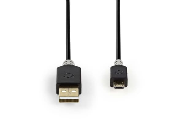Nedis - USB-kabel - USB (hane) till mikro-USB typ B (hane) - USB 2.0 - 2 m - formpressad, rund - antracit