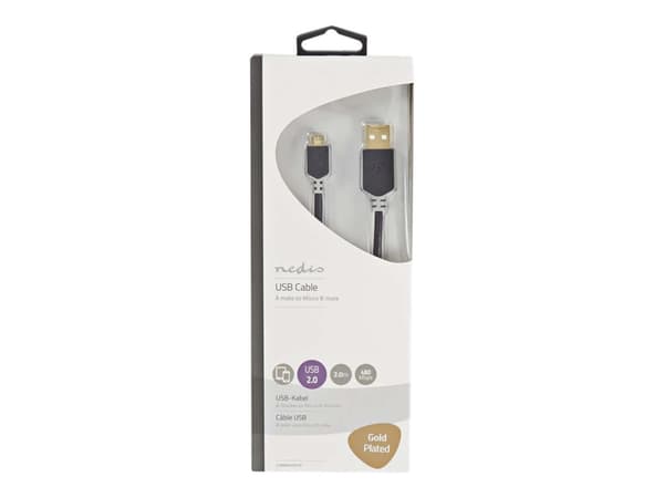 Nedis - USB-kabel - USB (hane) till mikro-USB typ B (hane) - USB 2.0 - 2 m - formpressad, rund - antracit