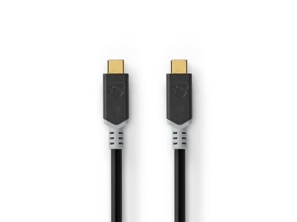 Nedis - USB-kabel - USB-C (hane) till USB-C (hane) - USB 3.2 Gen 2 - 5 A - 1 m - antracit (svart)