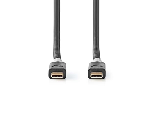 Nedis - USB-kabel - USB-C (hane) till USB-C (hane) - USB 3.2 Gen 2 - 5 A - 1 m - antracit (svart)