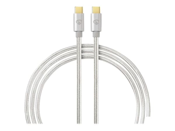 Nedis - USB-kabel - USB-C (hann) til USB-C (hann) - USB 2.0 - 3 m - rund - aluminium